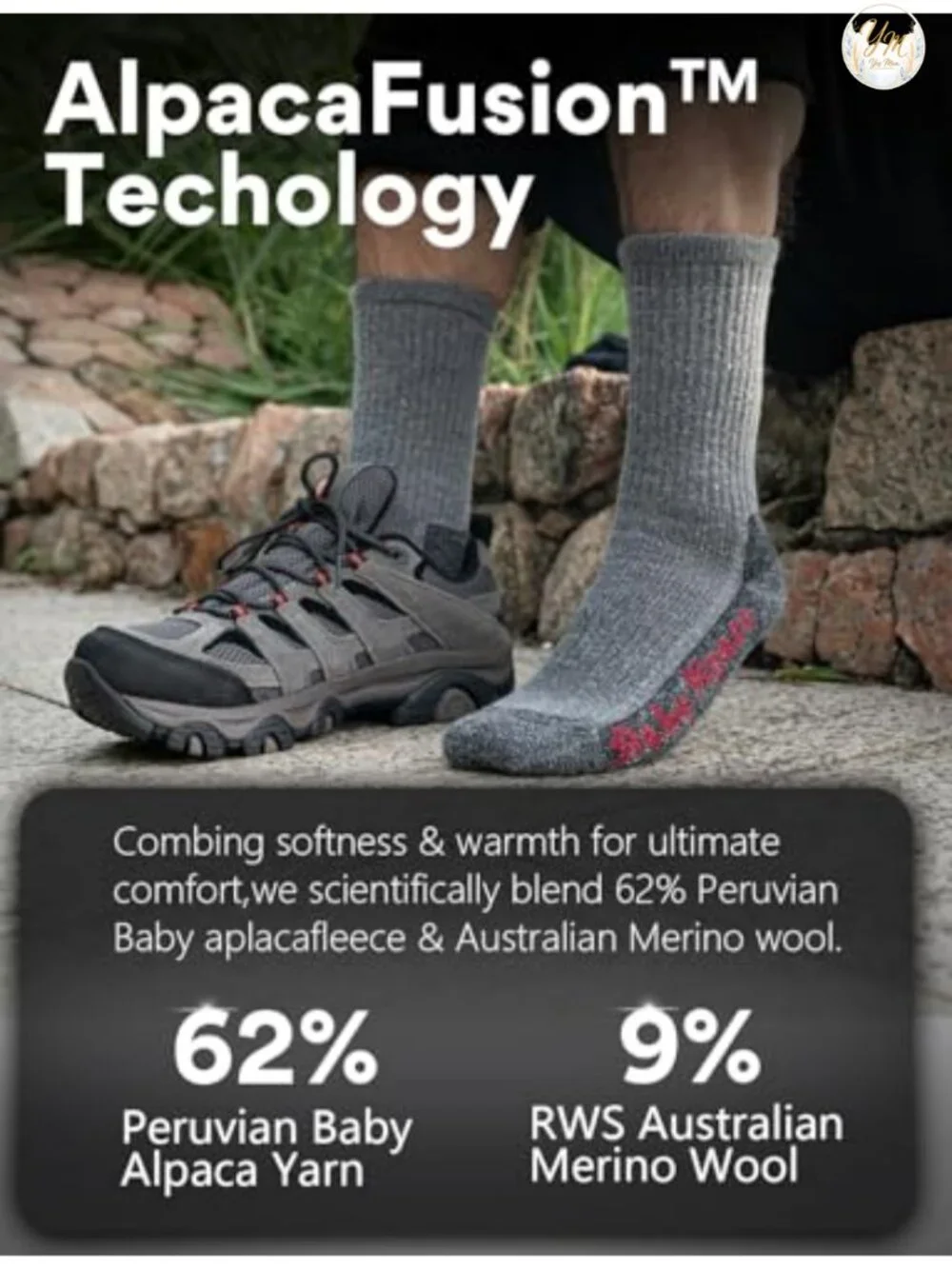 Alpaca Wool Thermal Hiking Crew Socks for Men Women
